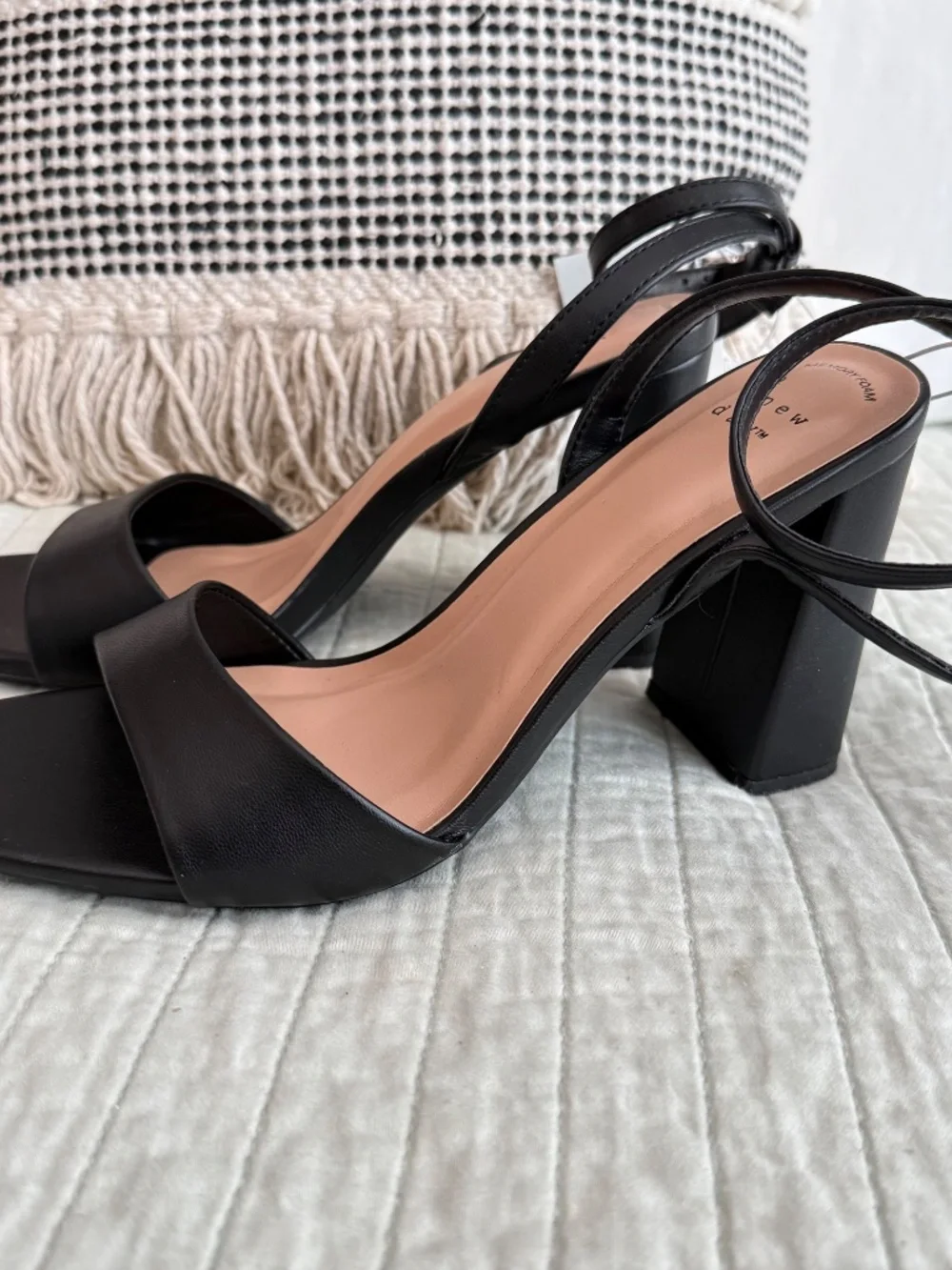 NWT A New Day Haley Block Heel Sandals Black Women's Size 8